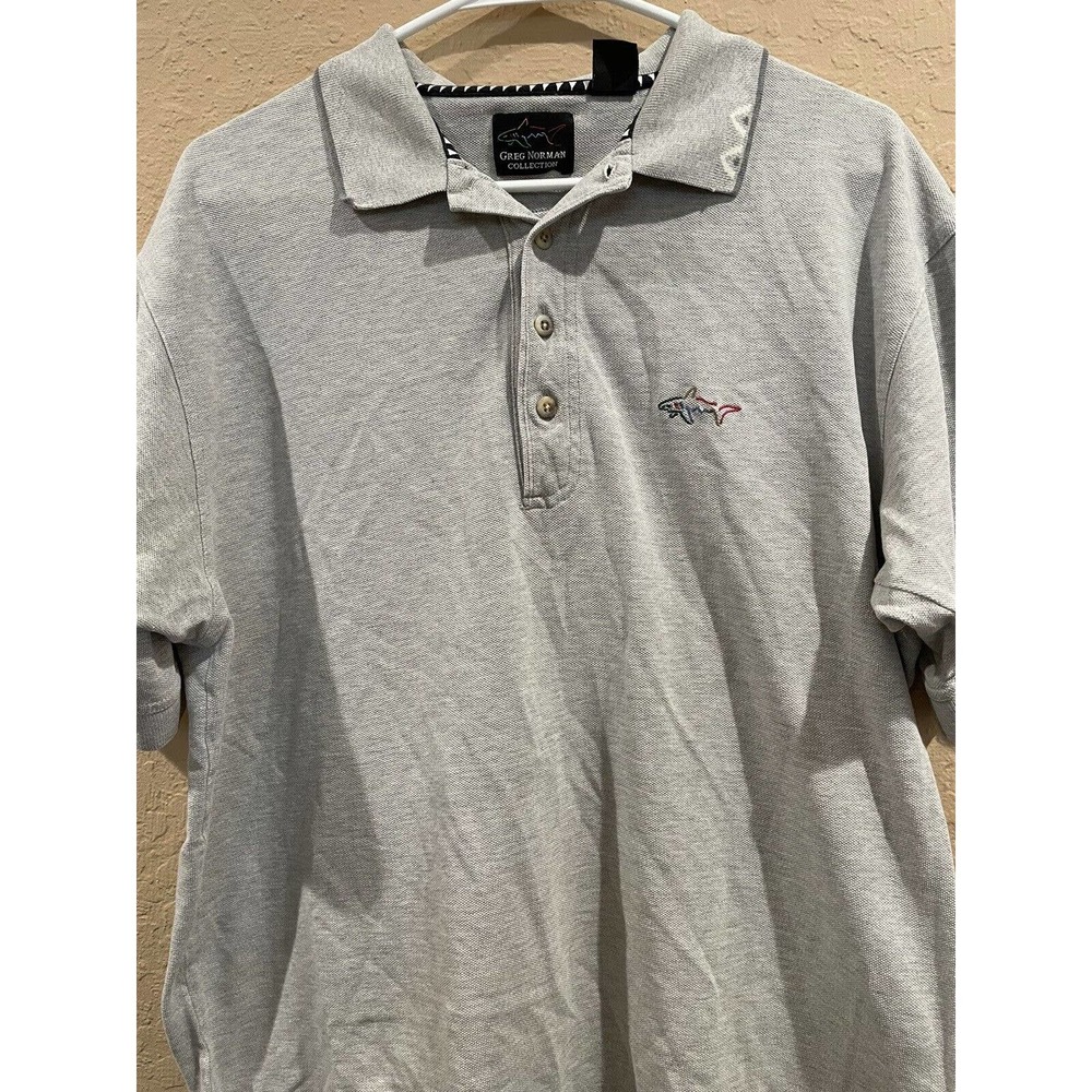Greg Norman Collection Polo Shirt Men's Gray Short Sleeve Golf Shirt-Large